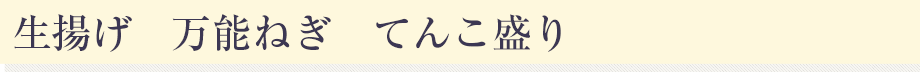 生揚げ　万能ねぎ　てんこ盛り
